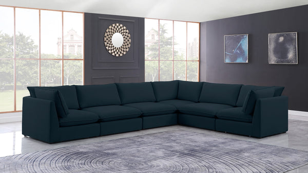Mackenzie Linen Textured Fabric / Engineered Wood / Foam Contemporary Navy Durable Linen Textured Modular Sectional - 160" W x 120" D x 35" H