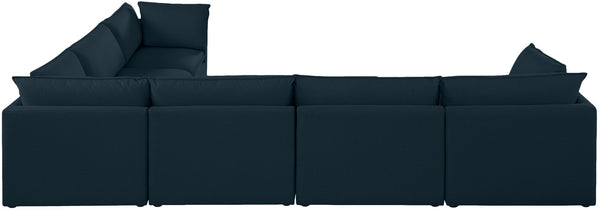 Mackenzie Linen Textured Fabric / Engineered Wood / Foam Contemporary Navy Durable Linen Textured Modular Sectional - 160" W x 120" D x 35" H