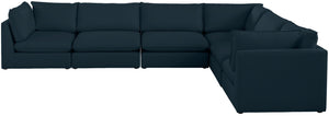 Mackenzie Linen Textured Fabric / Engineered Wood / Foam Contemporary Navy Durable Linen Textured Modular Sectional - 160" W x 120" D x 35" H