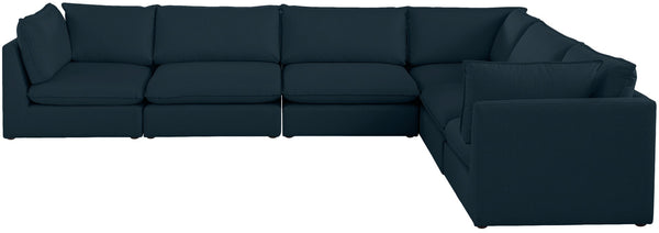 Mackenzie Linen Textured Fabric / Engineered Wood / Foam Contemporary Navy Durable Linen Textured Modular Sectional - 160" W x 120" D x 35" H