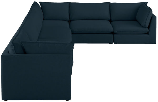 Mackenzie Linen Textured Fabric / Engineered Wood / Foam Contemporary Navy Durable Linen Textured Modular Sectional - 160" W x 120" D x 35" H