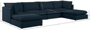 Mackenzie Linen Textured Fabric / Engineered Wood / Foam Contemporary Navy Durable Linen Textured Modular Sectional - 160" W x 80" D x 35" H