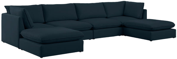 Mackenzie Linen Textured Fabric / Engineered Wood / Foam Contemporary Navy Durable Linen Textured Modular Sectional - 160" W x 80" D x 35" H