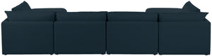 Mackenzie Linen Textured Fabric / Engineered Wood / Foam Contemporary Navy Durable Linen Textured Modular Sectional - 160" W x 80" D x 35" H