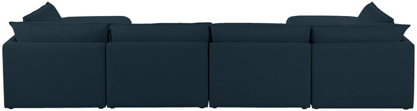 Mackenzie Linen Textured Fabric / Engineered Wood / Foam Contemporary Navy Durable Linen Textured Modular Sectional - 160" W x 80" D x 35" H