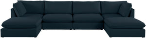 Mackenzie Linen Textured Fabric / Engineered Wood / Foam Contemporary Navy Durable Linen Textured Modular Sectional - 160" W x 80" D x 35" H