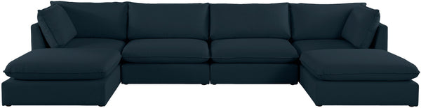 Mackenzie Linen Textured Fabric / Engineered Wood / Foam Contemporary Navy Durable Linen Textured Modular Sectional - 160" W x 80" D x 35" H