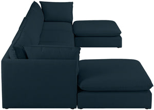 Mackenzie Linen Textured Fabric / Engineered Wood / Foam Contemporary Navy Durable Linen Textured Modular Sectional - 160" W x 80" D x 35" H