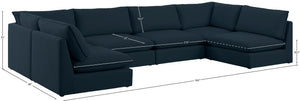 Mackenzie Linen Textured Fabric / Engineered Wood / Foam Contemporary Navy Durable Linen Textured Modular Sectional - 160" W x 80" D x 35" H