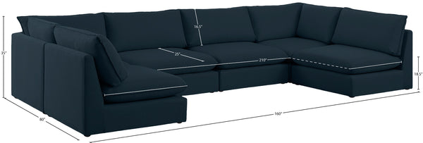 Mackenzie Linen Textured Fabric / Engineered Wood / Foam Contemporary Navy Durable Linen Textured Modular Sectional - 160" W x 80" D x 35" H