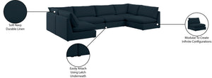 Mackenzie Linen Textured Fabric / Engineered Wood / Foam Contemporary Navy Durable Linen Textured Modular Sectional - 160" W x 80" D x 35" H