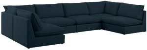 Mackenzie Linen Textured Fabric / Engineered Wood / Foam Contemporary Navy Durable Linen Textured Modular Sectional - 160" W x 80" D x 35" H