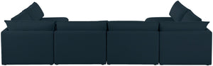Mackenzie Linen Textured Fabric / Engineered Wood / Foam Contemporary Navy Durable Linen Textured Modular Sectional - 160" W x 80" D x 35" H