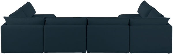Mackenzie Linen Textured Fabric / Engineered Wood / Foam Contemporary Navy Durable Linen Textured Modular Sectional - 160" W x 80" D x 35" H