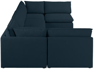 Mackenzie Linen Textured Fabric / Engineered Wood / Foam Contemporary Navy Durable Linen Textured Modular Sectional - 160" W x 80" D x 35" H