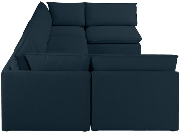 Mackenzie Linen Textured Fabric / Engineered Wood / Foam Contemporary Navy Durable Linen Textured Modular Sectional - 160" W x 80" D x 35" H