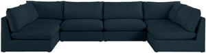 Mackenzie Linen Textured Fabric / Engineered Wood / Foam Contemporary Navy Durable Linen Textured Modular Sectional - 160" W x 80" D x 35" H