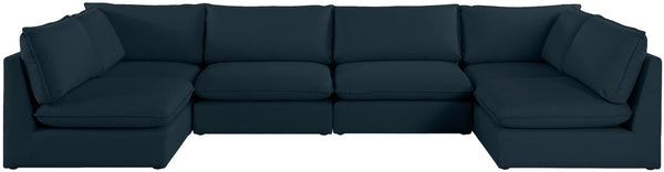 Mackenzie Linen Textured Fabric / Engineered Wood / Foam Contemporary Navy Durable Linen Textured Modular Sectional - 160" W x 80" D x 35" H