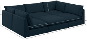 Mackenzie Linen Textured Fabric / Engineered Wood / Foam Contemporary Navy Durable Linen Textured Modular Sectional - 120" W x 80" D x 35" H