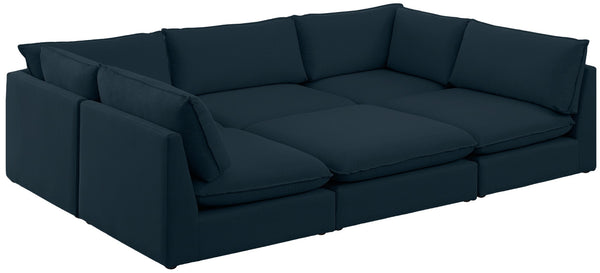 Mackenzie Linen Textured Fabric / Engineered Wood / Foam Contemporary Navy Durable Linen Textured Modular Sectional - 120" W x 80" D x 35" H