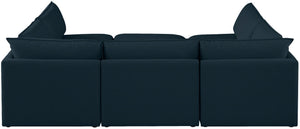 Mackenzie Linen Textured Fabric / Engineered Wood / Foam Contemporary Navy Durable Linen Textured Modular Sectional - 120" W x 80" D x 35" H