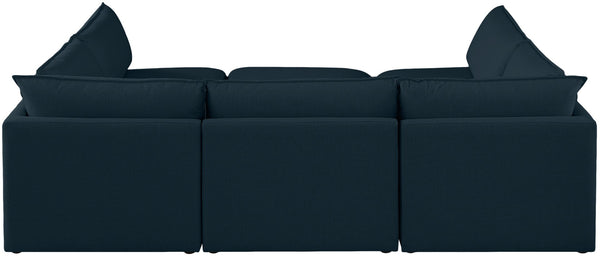 Mackenzie Linen Textured Fabric / Engineered Wood / Foam Contemporary Navy Durable Linen Textured Modular Sectional - 120" W x 80" D x 35" H