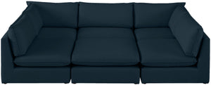 Mackenzie Linen Textured Fabric / Engineered Wood / Foam Contemporary Navy Durable Linen Textured Modular Sectional - 120" W x 80" D x 35" H