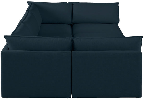 Mackenzie Linen Textured Fabric / Engineered Wood / Foam Contemporary Navy Durable Linen Textured Modular Sectional - 120" W x 80" D x 35" H