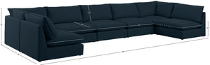 Mackenzie Linen Textured Fabric / Engineered Wood / Foam Contemporary Navy Durable Linen Textured Modular Sectional - 200" W x 80" D x 35" H