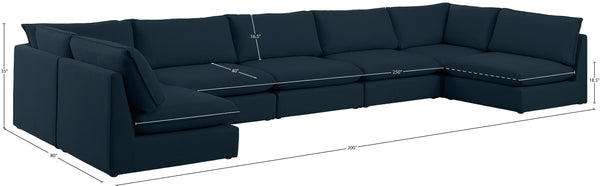 Mackenzie Linen Textured Fabric / Engineered Wood / Foam Contemporary Navy Durable Linen Textured Modular Sectional - 200" W x 80" D x 35" H