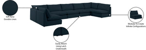 Mackenzie Linen Textured Fabric / Engineered Wood / Foam Contemporary Navy Durable Linen Textured Modular Sectional - 200" W x 80" D x 35" H
