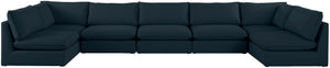 Mackenzie Linen Textured Fabric / Engineered Wood / Foam Contemporary Navy Durable Linen Textured Modular Sectional - 200" W x 80" D x 35" H