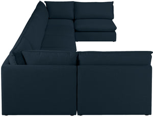 Mackenzie Linen Textured Fabric / Engineered Wood / Foam Contemporary Navy Durable Linen Textured Modular Sectional - 200" W x 80" D x 35" H