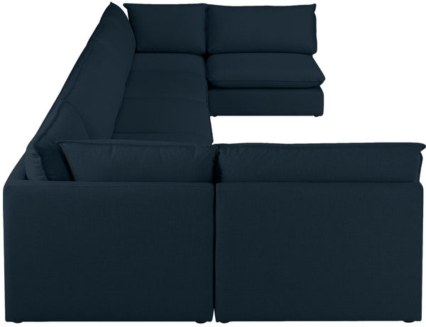 Mackenzie Linen Textured Fabric / Engineered Wood / Foam Contemporary Navy Durable Linen Textured Modular Sectional - 200" W x 80" D x 35" H