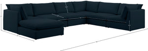 Mackenzie Linen Textured Fabric / Engineered Wood / Foam Contemporary Navy Durable Linen Textured Modular Sectional - 160" W x 120" D x 35" H