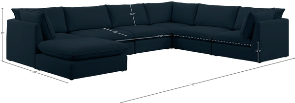 Mackenzie Linen Textured Fabric / Engineered Wood / Foam Contemporary Navy Durable Linen Textured Modular Sectional - 160" W x 120" D x 35" H
