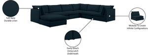 Mackenzie Linen Textured Fabric / Engineered Wood / Foam Contemporary Navy Durable Linen Textured Modular Sectional - 160" W x 120" D x 35" H