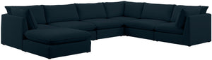 Mackenzie Linen Textured Fabric / Engineered Wood / Foam Contemporary Navy Durable Linen Textured Modular Sectional - 160" W x 120" D x 35" H