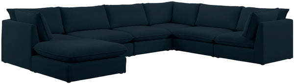 Mackenzie Linen Textured Fabric / Engineered Wood / Foam Contemporary Navy Durable Linen Textured Modular Sectional - 160" W x 120" D x 35" H