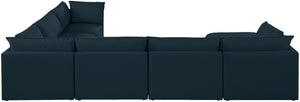 Mackenzie Linen Textured Fabric / Engineered Wood / Foam Contemporary Navy Durable Linen Textured Modular Sectional - 160" W x 120" D x 35" H