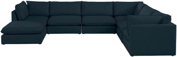 Mackenzie Linen Textured Fabric / Engineered Wood / Foam Contemporary Navy Durable Linen Textured Modular Sectional - 160" W x 120" D x 35" H