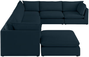Mackenzie Linen Textured Fabric / Engineered Wood / Foam Contemporary Navy Durable Linen Textured Modular Sectional - 160" W x 120" D x 35" H