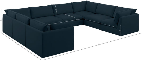 Mackenzie Linen Textured Fabric / Engineered Wood / Foam Contemporary Navy Durable Linen Textured Modular Sectional - 160" W x 120" D x 35" H