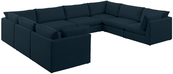 Mackenzie Linen Textured Fabric / Engineered Wood / Foam Contemporary Navy Durable Linen Textured Modular Sectional - 160" W x 120" D x 35" H