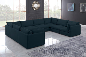 Mackenzie Linen Textured Fabric / Engineered Wood / Foam Contemporary Navy Durable Linen Textured Modular Sectional - 160" W x 120" D x 35" H