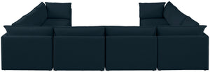 Mackenzie Linen Textured Fabric / Engineered Wood / Foam Contemporary Navy Durable Linen Textured Modular Sectional - 160" W x 120" D x 35" H