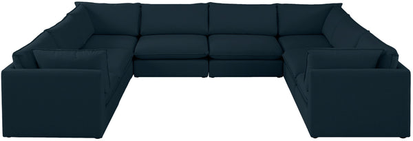 Mackenzie Linen Textured Fabric / Engineered Wood / Foam Contemporary Navy Durable Linen Textured Modular Sectional - 160" W x 120" D x 35" H