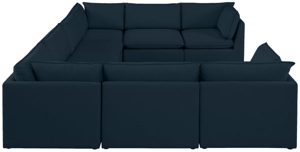 Mackenzie Linen Textured Fabric / Engineered Wood / Foam Contemporary Navy Durable Linen Textured Modular Sectional - 160" W x 120" D x 35" H