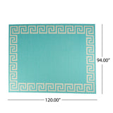 Noble House Fatima 7'10" x 10' Indoor Area Rug, Teal and Ivory