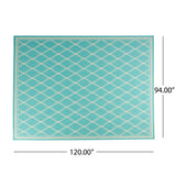 Noble House Eutropia 7'10" x 10' Indoor Area Rug, Teal and Ivory